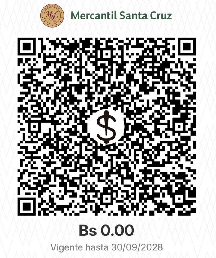 QR de cobro de Ka'avo en el Banco Mercantil Santa Cruz